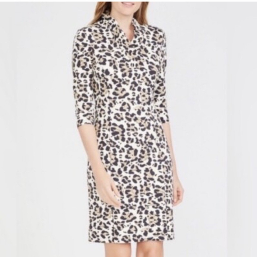 J. McLaughlin Terin Leopard Dress‎ Ruffle Neck Size Large